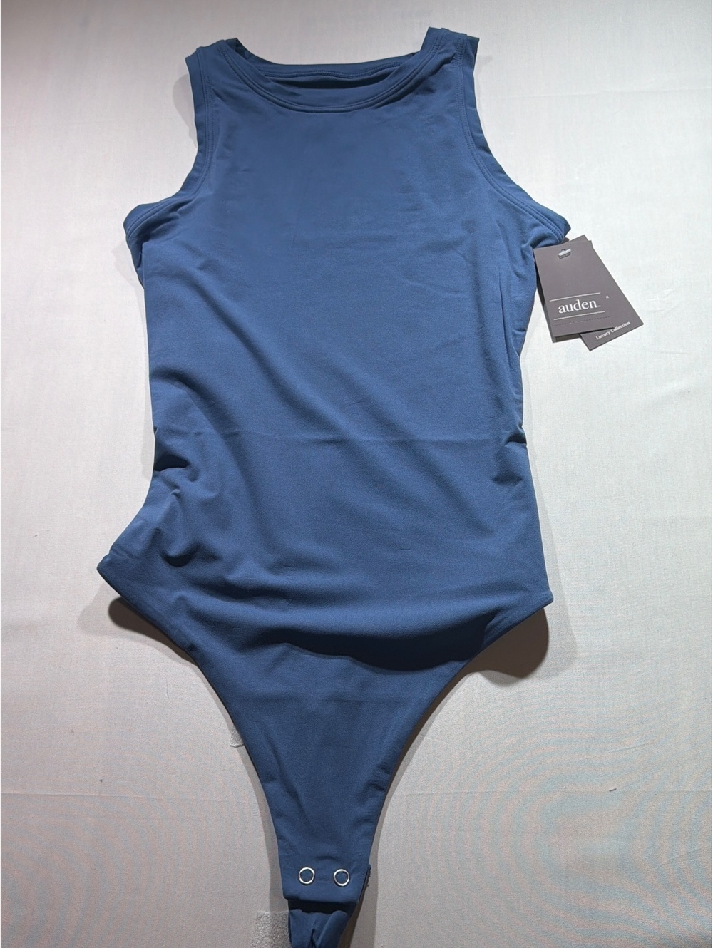 Auden Luxe Stretch Fully Lined Blue Bodysuit with 4-Way Stretch Thong